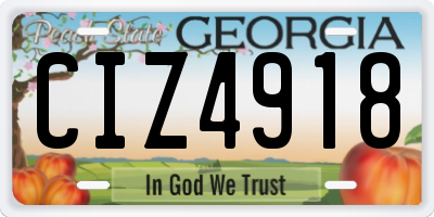 GA license plate CIZ4918