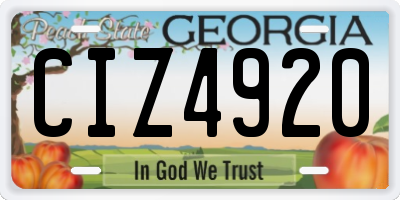 GA license plate CIZ4920