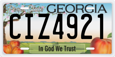 GA license plate CIZ4921