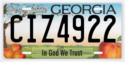 GA license plate CIZ4922