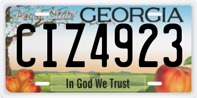 GA license plate CIZ4923