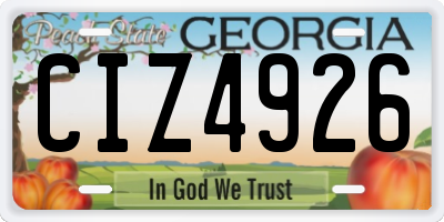 GA license plate CIZ4926