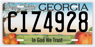 GA license plate CIZ4928