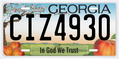 GA license plate CIZ4930