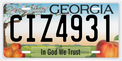 GA license plate CIZ4931