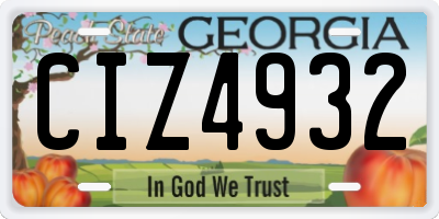 GA license plate CIZ4932