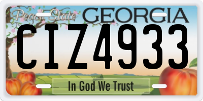 GA license plate CIZ4933