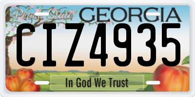 GA license plate CIZ4935
