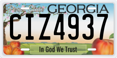 GA license plate CIZ4937
