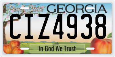 GA license plate CIZ4938