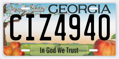 GA license plate CIZ4940