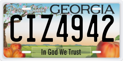 GA license plate CIZ4942
