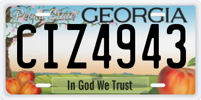 GA license plate CIZ4943