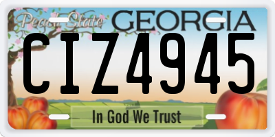 GA license plate CIZ4945