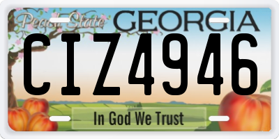 GA license plate CIZ4946