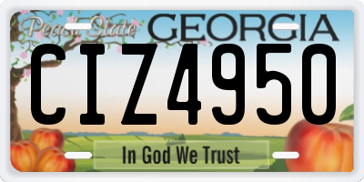 GA license plate CIZ4950