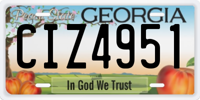 GA license plate CIZ4951