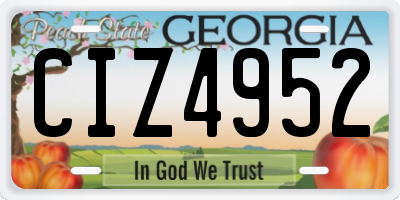 GA license plate CIZ4952