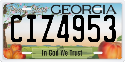 GA license plate CIZ4953