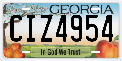 GA license plate CIZ4954