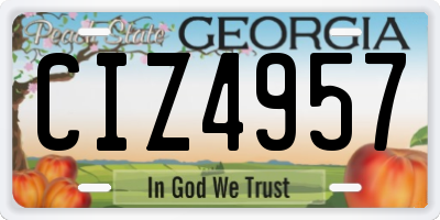 GA license plate CIZ4957