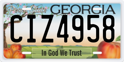 GA license plate CIZ4958