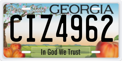 GA license plate CIZ4962