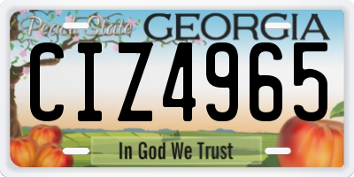 GA license plate CIZ4965