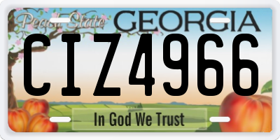 GA license plate CIZ4966