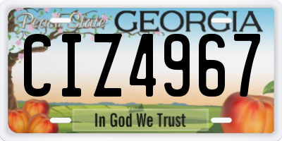 GA license plate CIZ4967