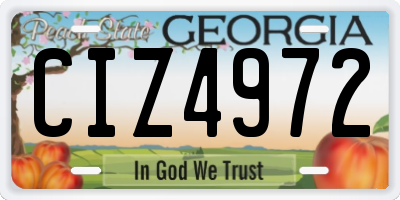 GA license plate CIZ4972