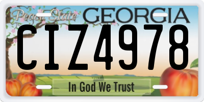 GA license plate CIZ4978