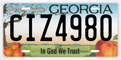 GA license plate CIZ4980