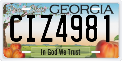 GA license plate CIZ4981