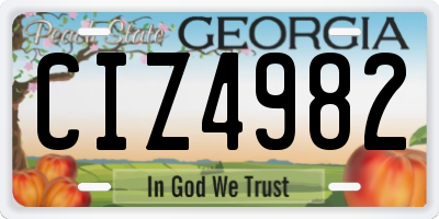 GA license plate CIZ4982