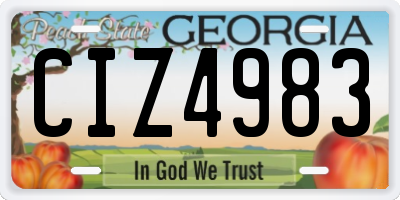GA license plate CIZ4983