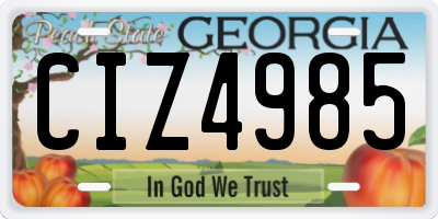 GA license plate CIZ4985