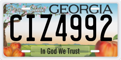 GA license plate CIZ4992