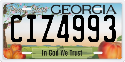 GA license plate CIZ4993
