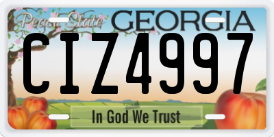 GA license plate CIZ4997