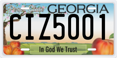 GA license plate CIZ5001