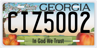 GA license plate CIZ5002