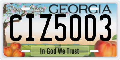 GA license plate CIZ5003