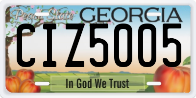 GA license plate CIZ5005