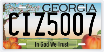 GA license plate CIZ5007