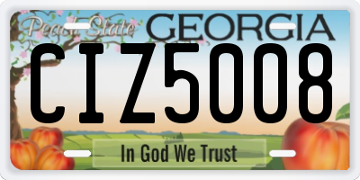 GA license plate CIZ5008