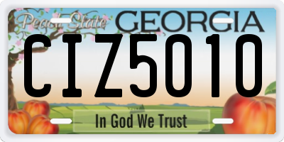 GA license plate CIZ5010