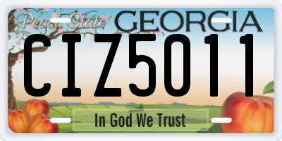 GA license plate CIZ5011