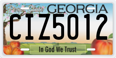 GA license plate CIZ5012