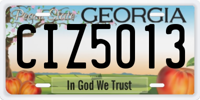 GA license plate CIZ5013